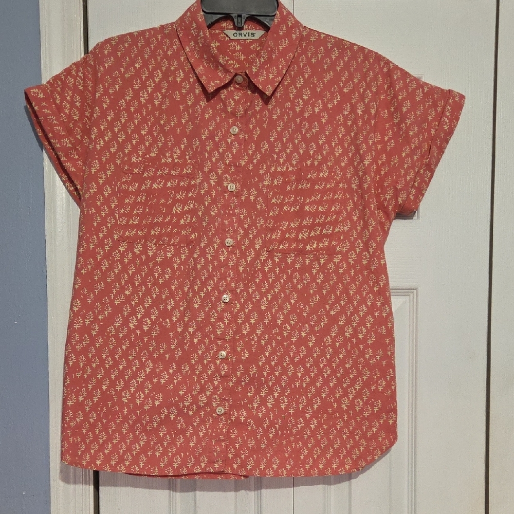 Orvis Coral Short Sleeve Camp  Shirt with Pattern